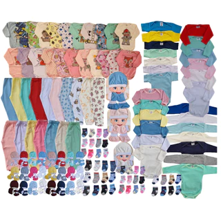 Kit de roupas para bebê com bodies e peças coloridas